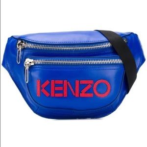 Kenzo logo blue and red leather belt bag